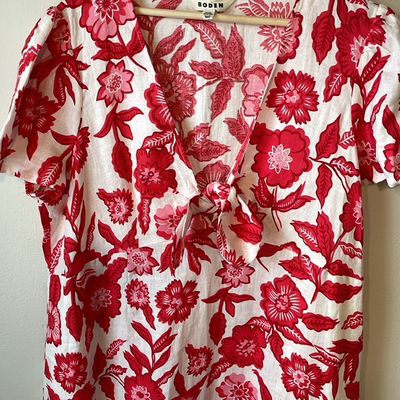 Boden Tie front linen midi dress - Picture 9 of 12